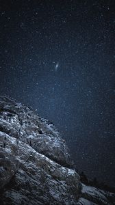 Preview wallpaper rock, starry sky, stars, night, dark