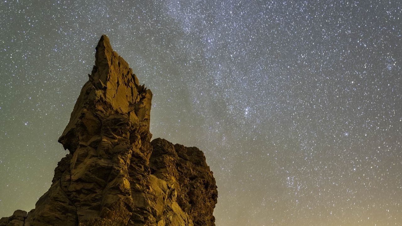 Wallpaper rock, stars, sky, night, landscape, nature