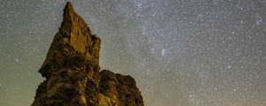 Preview wallpaper rock, stars, sky, night, landscape, nature