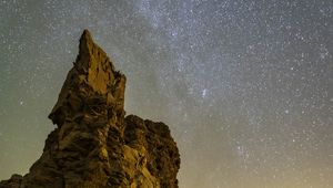 Preview wallpaper rock, stars, sky, night, landscape, nature