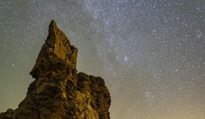 Preview wallpaper rock, stars, sky, night, landscape, nature