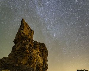 Preview wallpaper rock, stars, sky, night, landscape, nature