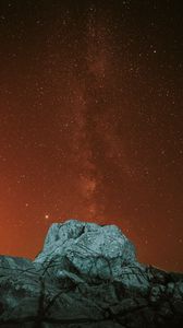 Preview wallpaper rock, stone, nebula, stars, starry sky, night