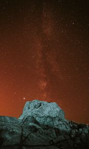 Preview wallpaper rock, stone, nebula, stars, starry sky, night