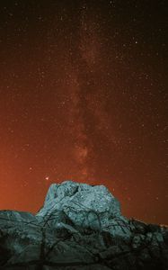 Preview wallpaper rock, stone, nebula, stars, starry sky, night