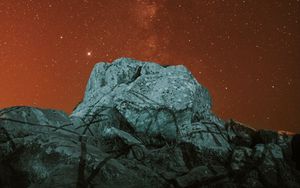 Preview wallpaper rock, stone, nebula, stars, starry sky, night