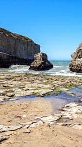 Preview wallpaper rock, stone, reefs, sea, landscape