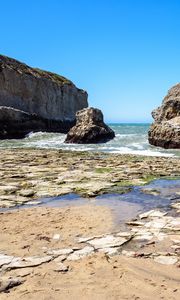 Preview wallpaper rock, stone, reefs, sea, landscape