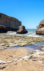 Preview wallpaper rock, stone, reefs, sea, landscape