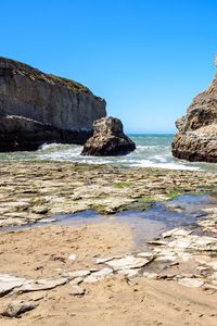 Preview wallpaper rock, stone, reefs, sea, landscape