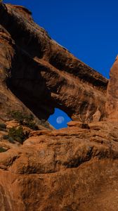 Preview wallpaper rock, stone, relief, moon, sky