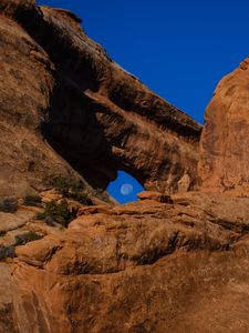Preview wallpaper rock, stone, relief, moon, sky