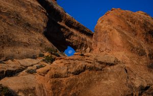 Preview wallpaper rock, stone, relief, moon, sky