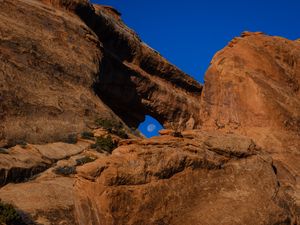 Preview wallpaper rock, stone, relief, moon, sky