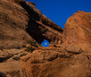 Preview wallpaper rock, stone, relief, moon, sky