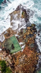 Preview wallpaper rock, stone, sea, aerial view
