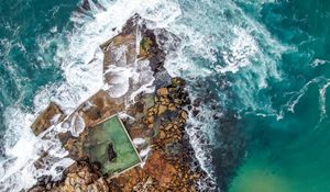 Preview wallpaper rock, stone, sea, aerial view