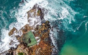 Preview wallpaper rock, stone, sea, aerial view