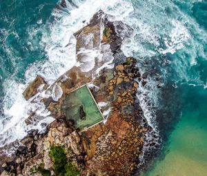 Preview wallpaper rock, stone, sea, aerial view