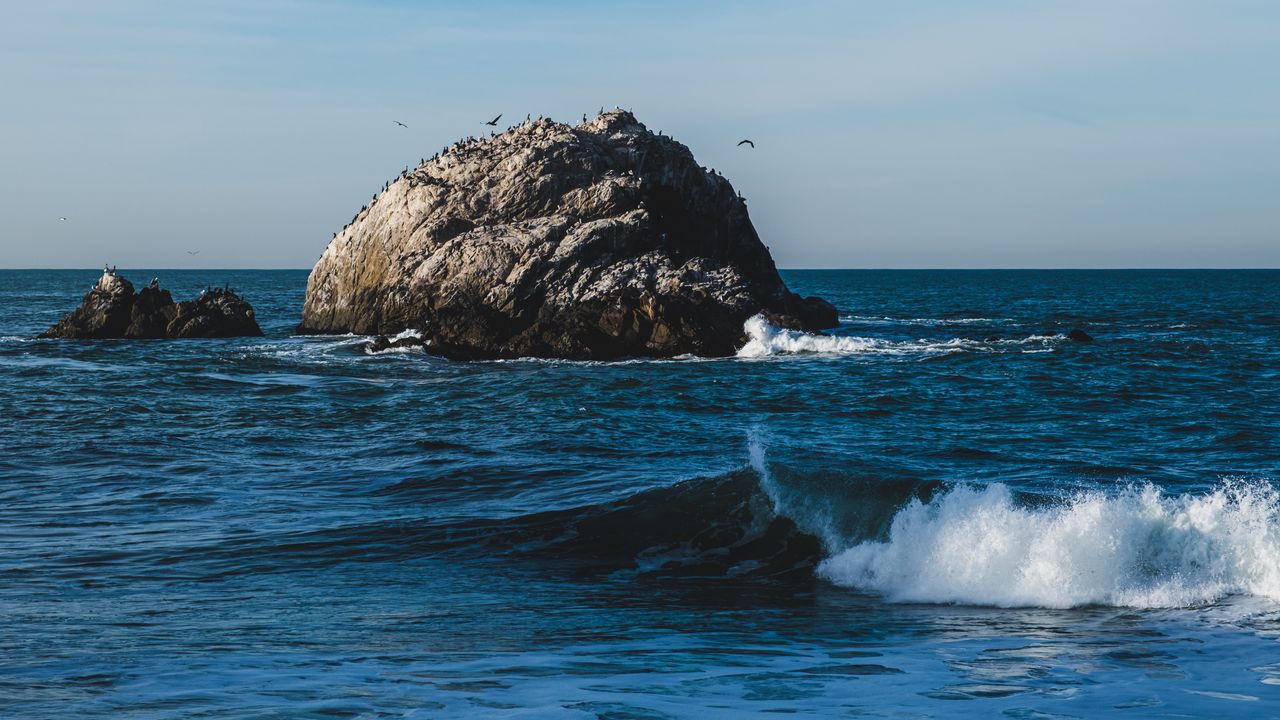 Wallpaper rock, stone, sea, waves