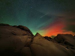 Preview wallpaper rock, stones, meteorite, stars, night