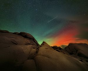 Preview wallpaper rock, stones, meteorite, stars, night