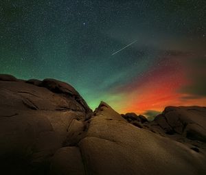 Preview wallpaper rock, stones, meteorite, stars, night