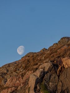 Preview wallpaper rock, stones, relief, moon, sky