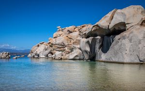 Preview wallpaper rock, stones, relief, sea, nature