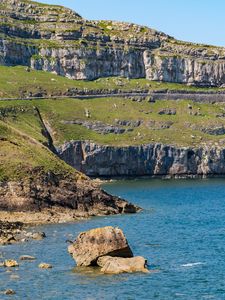 Preview wallpaper rock, stones, sea, landscape, nature