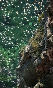 Preview wallpaper rock, stones, sea, relief, glare