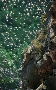 Preview wallpaper rock, stones, sea, relief, glare