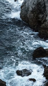 Preview wallpaper rock, stones, sea, foam