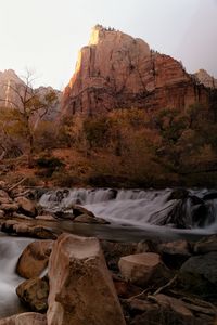 Preview wallpaper rock, stones, waterfall, stream, trees