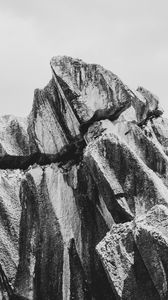 Preview wallpaper rock, top, cliff, bw