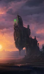 Preview wallpaper rock, towers, clouds, fantasy, art