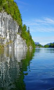 Preview wallpaper rock, trees, lake, reflection, landscape