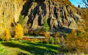 Preview wallpaper rock, trees, trail, landscape