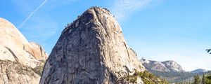 Preview wallpaper rock, trees, waterfall, nature