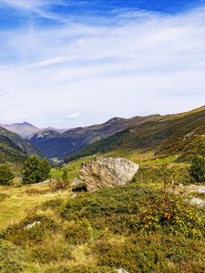 Preview wallpaper rock, valley, landscape, nature, mountains