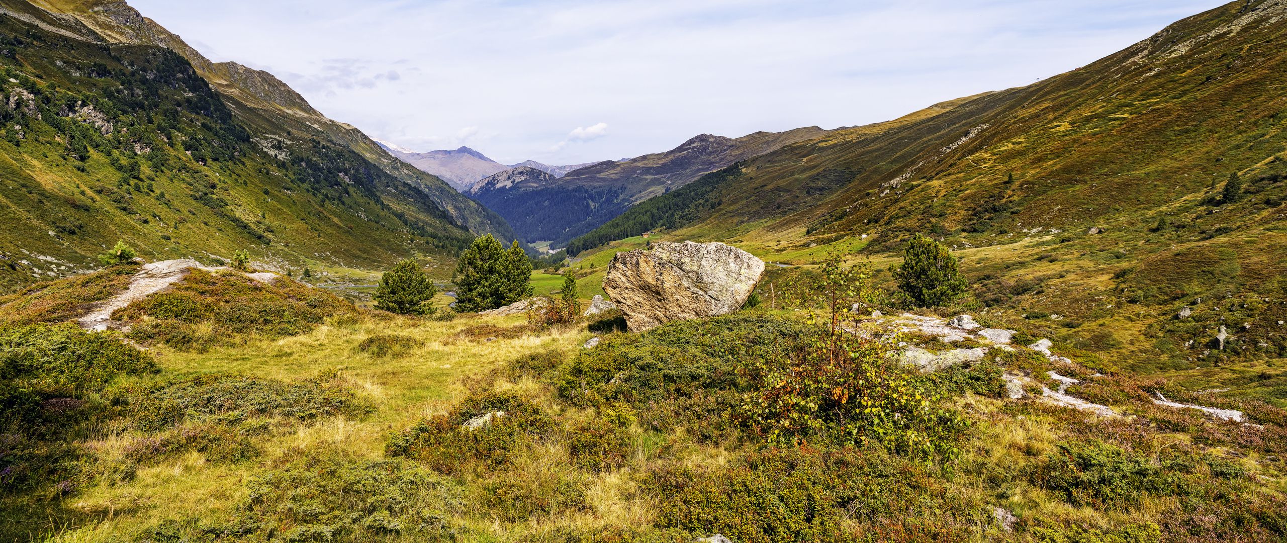 2560x1080 Wallpaper rock, valley, landscape, nature, mountains