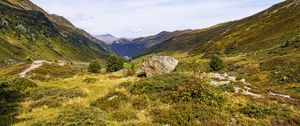 Preview wallpaper rock, valley, landscape, nature, mountains