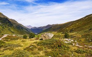 Preview wallpaper rock, valley, landscape, nature, mountains