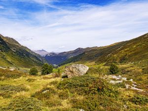 Preview wallpaper rock, valley, landscape, nature, mountains