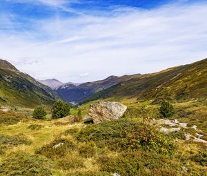 Preview wallpaper rock, valley, landscape, nature, mountains