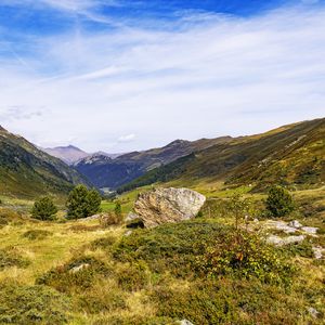 Preview wallpaper rock, valley, landscape, nature, mountains
