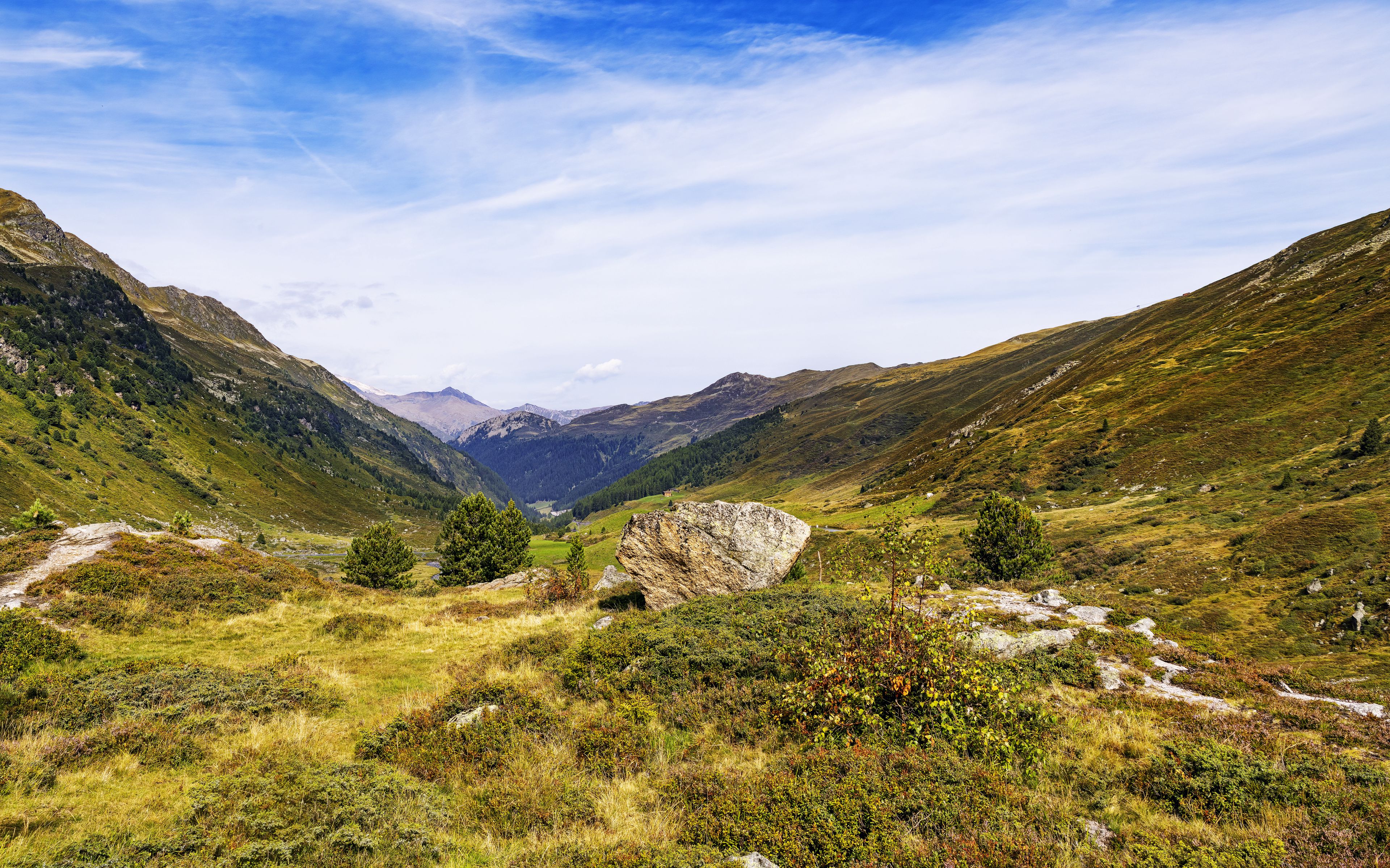 3840x2400 Wallpaper rock, valley, landscape, nature, mountains