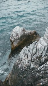 Preview wallpaper rock, water, waves, coast, sea