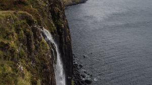 Preview wallpaper rock, waterfall, grass, sea