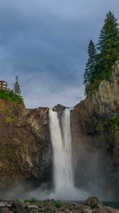 Preview wallpaper rock, waterfall, splashes, stones